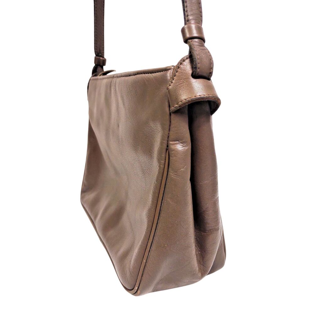 Vintage Etienne Aigner Taupe Brown Leather Shoulder Crossbody Bag Gold Hardware - Picture 4 of 14